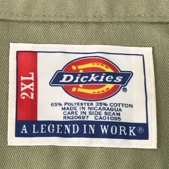 Dickies Work Shirt Men's 2XL Tan Short Sleeve Button Up Mechanic Casual Twill - Picture 7 of 9